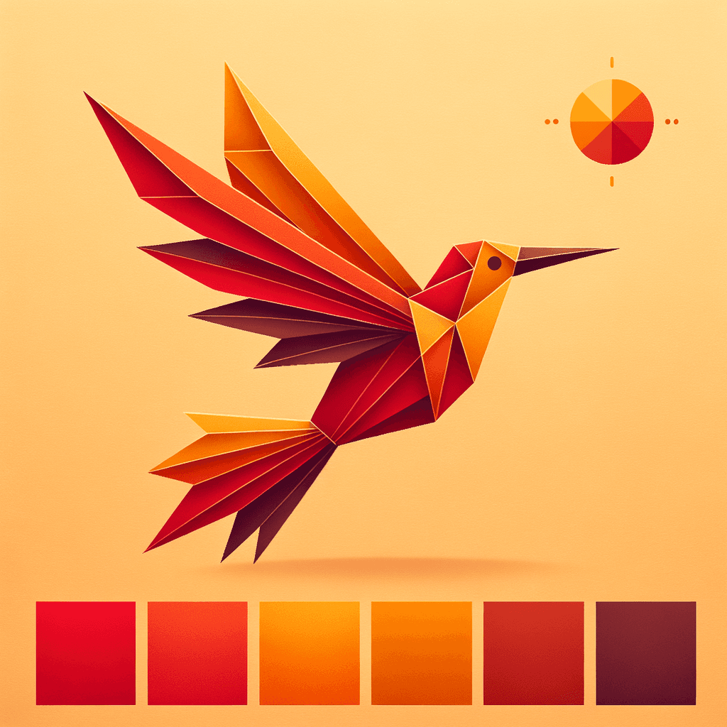 Origami-style hummingbird in flight